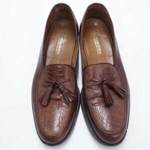 Peter Huber Loafer Men's US‎ 10N Brown Ostrich Faux Leather Tassel Moc Toe Shoes